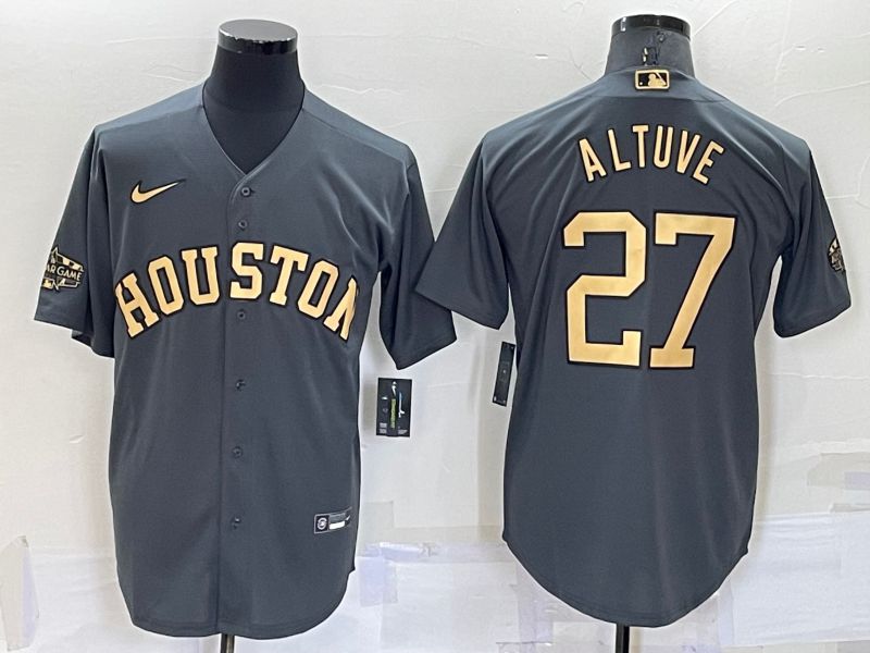 Men Houston Astros #27 Altuve Grey 2022 All Star Nike MLB Jersey